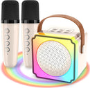 Mini Karaoke Machine for Kids Adults, Portable Bluetooth Speaker with 2 Wireless Microphones, Birthday Toys for Girls Ages 4 5 6 7 8 9 10 11 12+ Years Old Toddler by TinyTreasures Baby Boutique