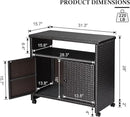 Outdoor Wicker Storage Cabinet - Patio Bar Table with Wheel,Outdoor Buffet Cabinet Movable,Garden Weather-Proof Bar Table/Cart for Indoor&Outdoor (Dark Brown) by CozyNest Decor
