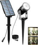 T-SUNUS Solar Landscape Spotlights, Solar Garden Spot Lights IP65 Waterproof 9.8ft Cable, 2000mAh Separated Solar Panel, Auto On/Off for Garden Driveway Pathway Pool Area (White 6000K)