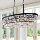 TOCHIC Chandelier 40 inch, Farmhouse Black Crystal Chandelier, Kitchen Island Lighting, Dining Room Light Fixture for High Ceiling, Modern Linear Oval Chandeliers for Living Room, Office Area, Bar by CozyNest Decor