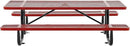 Global Industrial 8’L Rectangular Picnic Table, Expanded Metal, Red Thermoplastic Coating, Attached Benches, 1-1/2” Umbrella Pole Hole, Outdoor-Rated, 1000 lb Capacity, 96” x 30” Tabletop by GreenHaven Gardens