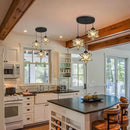 Farmhouse Glam Chandelier with Glass Star Pendants Light Fixture Elegant Ceiling Hanging Lights Included Warm Light Bulbs Black by CozyNest Decor
