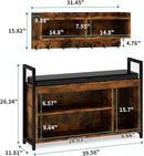 YITAHOME Hall Tree with Bench for Entryway, Wall Mount Coat Rack Shoe Bench Set, Industrial Entrance Organizer with Storage for Hallway, Rustic Brown by CozyNest Decor