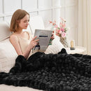 Ultra Soft Luxury Faux Fur Twin Blanket for Counch,Fuzzy Fluffy Plush Warm Cozy Elegant Wrinkled Blanket for Sofa Bedroom Living Room,（60"x80",Tie-dye Black） by CozyNest Decor