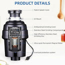 Powerful 1HP Stainless Steel Garbage Disposer, Dishwasher-Friendly and Continuous Feeding Waste Disposer, Grinding Material Four-Stage Grinding, Black by CozyNest Decor