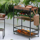 Bar Cart Serving Wine 3 Tier Home Rolling Rack with Wheels Mobile Kitchen Industrial Vintage Style Wood Metal Serving Trolley Serving Cart,Glass Holder Bar Cabinet by CozyNest Decor