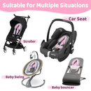 Pro Goleem Car Seat Head Support Infant, Soft Infant Car Seat Insert, 2 in 1 Carseat Head Support for Toddler, Perfect for Car Seat, Stroller, Swing, Bouncer, Pink and Gray by TinyTreasures Baby Boutique