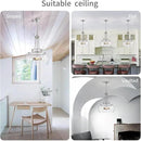 WUZUPS Chandelier Rustic Farmhouse Industrial Round Ceiling Pendant LED Light Fixture Clear Seeded Glass Shade for Dining Room Kitchen Island Foyer Entryway, H 20.9" x W 15.9", Brushed Nickel by CozyNest Decor