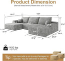 108" Sectional Couches for Living Room Modern Modular Sofa with L-Shape Couchs Upholstered Boneless Couch Deep Seat Sectional Couch with Chaise (Grey, Left Facing Chaise+2Seaters+1Ottoman) by CozyNest Decor