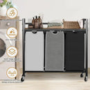 Laundry Hamper, Laundry Basket, Laundry Sorter with 3 Removable Bags, Clothes Basket with 3 Compartments, Wheels, Shelf for Laundry Room Bathroom Bedroom (3 Bags-Black Grey White) by CozyNest Decor