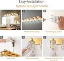 Modern 6-Light Gold Brushed Brass Finish Crystal Wall Light for Bathroom Vanity by CozyNest Decor