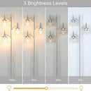 Brushed Nickel Floor Lamp 66.5'' Tall Standing Lamp Dimmable Tree Floor Lamps with 3 LED Lights Glass Shades Silver Lamp for Living Room Bedroom Office(3 Bulbs Included) by CozyNest Decor