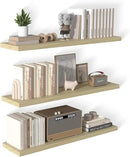 48 Inch Floating Shelf 3 Pack Large Floating Shelves for Wall No Drilling Accessories Included Deep Wall Shelves for Living Room Kitchen Farmhouse 48" W x 12" D x 1.2" Oak by CozyNest Decor