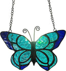 Blue Butterfly Suncatcher Stained Glass Window Hanging Panel Christmas Decor,Glass Butterfly Gift for Mom, Women 5.9×5.3Inch by GreenHaven Gardens
