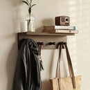 Entrance Coat Rack ，Coat Hooks, Wall-Mounted Wooden Hook Rack, Wall-Mounted Shelves are Very Suitable (Walnut Colored Finish-1) by CozyNest Decor