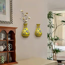 Set of Two Handmade Chinese Blue & White Porcelain Wall Mounted Vases – Chinoiserie Ceramic Flower Vase for Indoor Home Décor, Wall Hanging Vases for Living Room & Bookshelf by CozyNest Decor