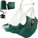 Chihee Hammock Chair Hanging Chair with Foot Rest 2 Cushions Max 500lbs Robust Metal Spreader Bar Collapsible Easy Storage Soft Cotton Swing Chair Strong Strap Iron Carabiner Side Pocket Included by GreenHaven Gardens