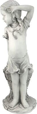 Design Toscano Frances the Flower Girl Outdoor Garden Statue with Planter, 21 Inch Tall, Cast Stone Resin, Antique Stone Finish by GreenHaven Gardens