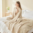 EMME Cotton Bed Blanket Twin Size Soft Muslin Boho Bedding Lightweight Breathable Twin Blanket All Season Gauze, Light Tan by CozyNest Decor