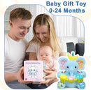 Baby Elephant Musical Stuffed Animals Toy with Light-Up Music & Crinkle,Infant Bilingual Early Learning Education Toys,1st Easter Basket Shower Stuffers for 0-3-6-12+ Months Boy Girl Gifts,Blue by TinyTreasures Baby Boutique