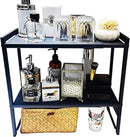 2 Tier Expandable Cabinet Shelf Organizer 14.5-25" L Kitchen Counter Shelf Rack Stand Sink Riser Countertop Storage Black (Normal 7.9”D) by CozyNest Decor