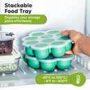 KeaBabies Silicone Food Freezer Trays with Lid, 2oz x 10 Pods Baby Food Storage Containers, Easy Puree Meal Prep, Breast Milk Silicone Freezer Molds, Dishwasher,Microwave Safe,BPA-Free(Alpine Green) by TinyTreasures Baby Boutique