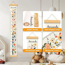 Personalized Name Growth Chart for Kids, Flower Canvas Height Chart Ruler Removable Hanging Wall Ruler Measurement Chart for Home Decoration, Waterproof Measuring Board, Foldable by TinyTreasures Baby Boutique