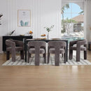 Charcoal Grey Chenille Dining Chairs Set of 6, Modern Barrel Dining Room Chairs Upholstered Accent Chair with Arms and Round Back for Living Room Kitchen Armchair No Assembly Needed by CozyNest Decor