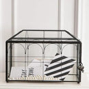 Wedding Card Box with Slot, 12.6'' Large Glass Card Boxes for Reception, Black Geometric Holder, Clear Decorative Storage Box with Lock for Baby Shower, Birthday Party, Christmas, Bridal Shower by CozyNest Decor