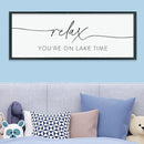 Relax You're On Lake Time Sign Wall Decor 40"×15" Lake House Bedroom Large Wood Framed Hanging Wall Art (Black) by CozyNest Decor