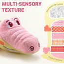 Sumobaby Crocodile Baby Toys Musical Crocodile, Stuffed Animal Activity Soft Toys with Teether, Multi-Sensory Crinkle, Rattle and Textures, for Tummy Time, 0 - 12 Months, Boys, Girls, Alligator (Pink) by TinyTreasures Baby Boutique