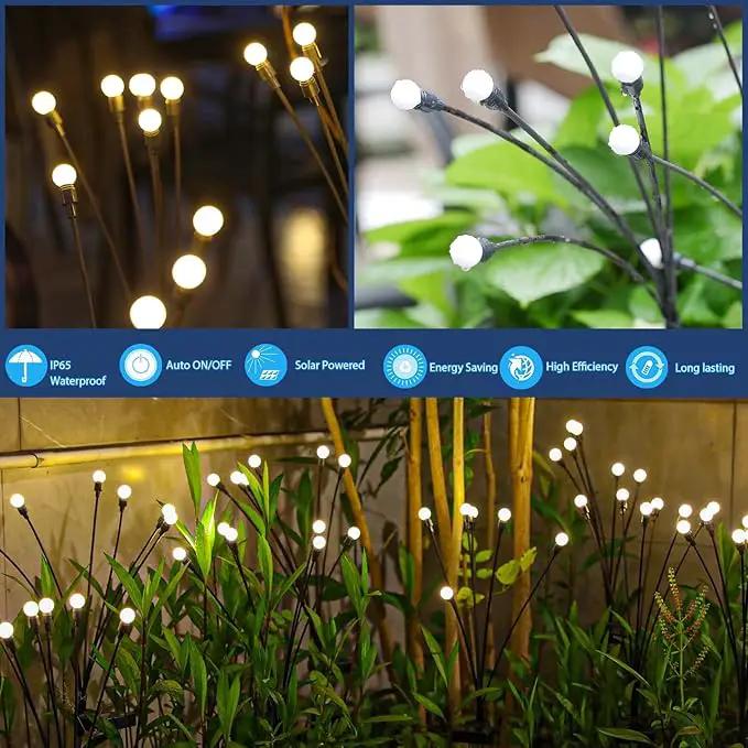 TONULAX Solar Garden Lights - Upgraded Solar Swaying Light, Sway by Wind, Outdoor Lights, Yard Patio Pathway Decoration, High Flexibility Iron Wire & Heavy Bulb Base, Warm White(8 Pack), photo 4 of 6