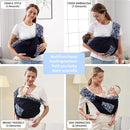 CUBY Wrap Baby Sling Carrier, Baby Wraps Sling Carrier Adjustable Breathable Lightweight Easy to Wearing - Baby Slings for Newborn Infant Toddler Front & Hip Carry Up to 40lbs (Dark Blue Floral) by TinyTreasures Baby Boutique