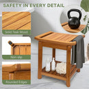 Teak Shower Bench-Solid Teak Wood Shower Chair with Towel Bars & Storage Shelf, Stable Non-Slip Bathroom Stool for Elderly & Recovery, Heavy Duty Shower Seat for Inside Shower & Tub Safety 17 inch by TinyTreasures Baby Boutique