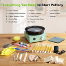 Alldeer Mini Pottery Wheel Kit - 6" Turntable Two-Way Rotation Clay Wheel, Metal Frame, Removable Splash Tray Ceramic Making Kit with 18PCS Sculpting Tools, Pottery DIY Machine for Kids and Beginners by TinyTreasures Baby Boutique
