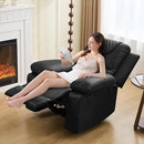 Recliner Chair with Electric Massage Adjustable Footrest & Heat, Manual Leather Recline for Adults Living Room Remote Control (Black) by CozyNest Decor