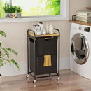 Laundry Hampers 1 Section, Laundry Sorter with Removable Shelf and Pull-Out Bags, Clothes Hampers with Wheels Rolling Cart Basket for Laundry Room Bathroom, 50 L (Black) by CozyNest Decor