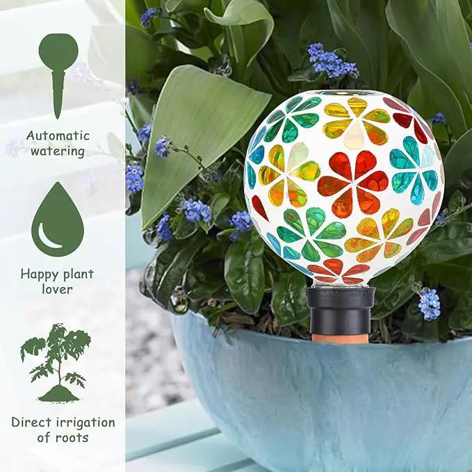 Plant Watering Globes Mosaic Self Watering Stakes 2 Pack Large Self Watering Planter Insert Automatic Watering Device Outdoor Indoor Decoration, photo 4 of 8