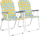 VINGLI Patio Lawn Webbed Folding Chairs Set of 4, Outdoor Beach Chair Portable Dining Chair for Outdoor Yard, Garden (Yellow, Classic) by GreenHaven Gardens