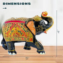Handcrafted Wooden Elephant Figurine – Traditional Artwork, Gold & Gemstone Embellishments – Lucky Decorative Elephant Statue for Prosperity | Beautiful Elefantes Decorativos para Sala (Black & Gold) by CozyNest Decor