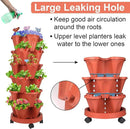 Vertical Planter, 6 Tier Stackable Strawberry Planter with Garden Tool Set, Movable Indoor/Outdoor Garden Herb Pot for Growing Vegetables and Succulents, Red by GreenHaven Gardens