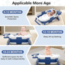 Collapsible Baby Bathtub for Newborn, Foldable Baby Bath Tub with Thermometer & Soft Floating Cushion & Drain Hole, Portable Travel Infant Bath Tubs for Newborns to Toddlers 0-36 Months Boy,NavyBlue by TinyTreasures Baby Boutique