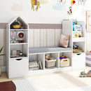 Vabches Kids Bookcase and Bookshelf with Reading Nook, Multifunctional Bookcase with 7 Storage Cubbies 2 Movable Drawers, Bookcases with Seat Cushion for Toy Storage Organizer Children's Room, Bedroom by CozyNest Decor