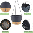 2 Pack Hanging Planters for Indoor Outdoor Plants, 10 Inch Hanging Flower Pot Basket with Drainage Hole with Removable Tray&Hooks Self Watering Plant Pot for Hanging Plants, Dark Grey by CozyNest Decor