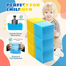 Foam Pit Cubes, 24 PCS 5 Inches Gymnastics Foam Blocks Trampoline Blocks, Multi-Sport Protective Padding for Freerunning, Trampoline, Parkour, Skate Parks & BMX - Blue & Yellow by TinyTreasures Baby Boutique