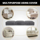 PrinceDeco Velvet Stretch Couch Cushion Cover Extra Large Cushion Slipcover for Chair Loveseat Sofa Cushion Furniture Protector Seat Cushion Sofa Cover (3 Piece XL Sofa Cushion Covers, Grey) by CozyNest Decor
