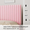 Full Size Bed Frame with Headboard, Velvet Upholstered Platform Bed with Vertical Channel Tufted Design, No Box Spring Required, Easy Assembly, Pink by CozyNest Decor