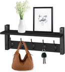 Sorbus Coat Hooks Wall Mount with Shelf – 24 Inch Coat Rack Wall Mount with 5 Heavy Duty Hooks – Floating Wall Shelf with Hooks for Entryway, Bathroom, Bedroom, Kitchen, or Mudroom (Black) by CozyNest Decor
