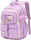 Kids Backpack for Girls School Bags for Middle School Students Book Bag for Elementary Primary Kawaii Ita Backpack, Purple and Beige by TinyTreasures Baby Boutique