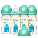 YOHKOH PPSU Baby Bottle Wide Neck, Newborn Anti-Colic Baby Bottle with Natural Response Nipple, Streamlined Body, Easy to Clean (8.8oz (Pack of 4), Blue) by TinyTreasures Baby Boutique
